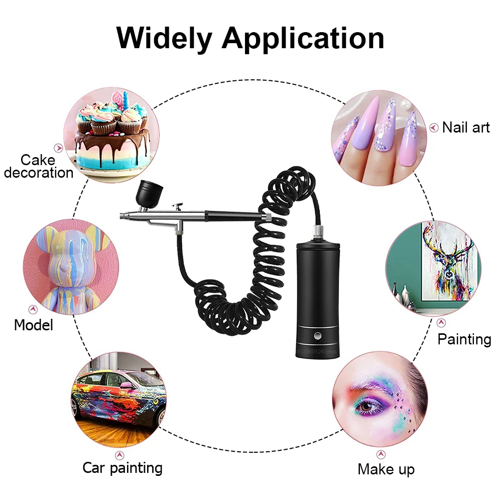 Airbrush with Compressor Rechargeable Cordless Airbrush Nail with Cleaning Brush Set for Makeup Barber Nail Art Cake Decoration view 2
