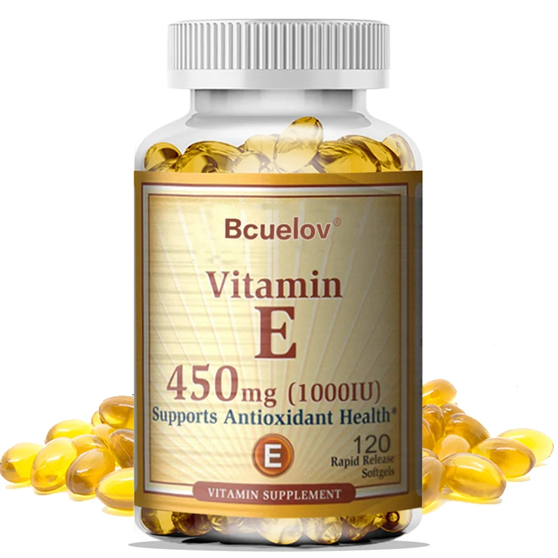 Bcuelov vitamina E 1000 IU 450mg-per pelle, capelli, salute circolatoria, supporto del sistema immunitario-integratore antiossidante