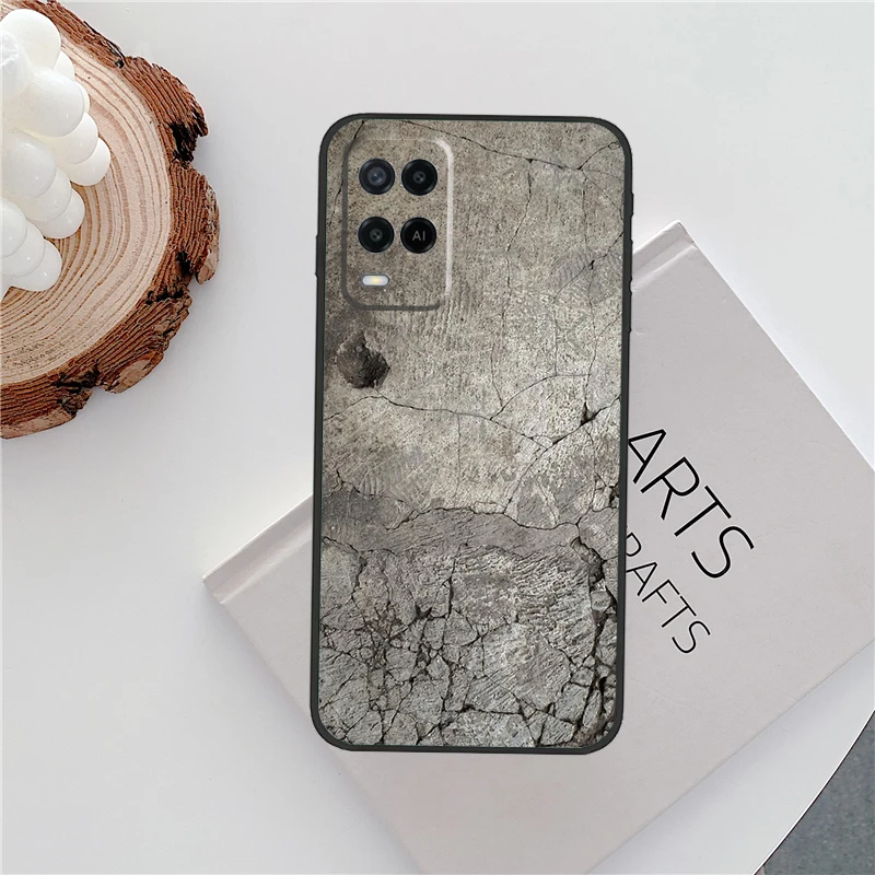 Concrete cracked stone Texture For OPPO A57 A77 A78 A17 A16 A76 A96 A15 A52 A72 A91 A93 A54 A74 A94 A5 A9 A31 A53s A54s Case