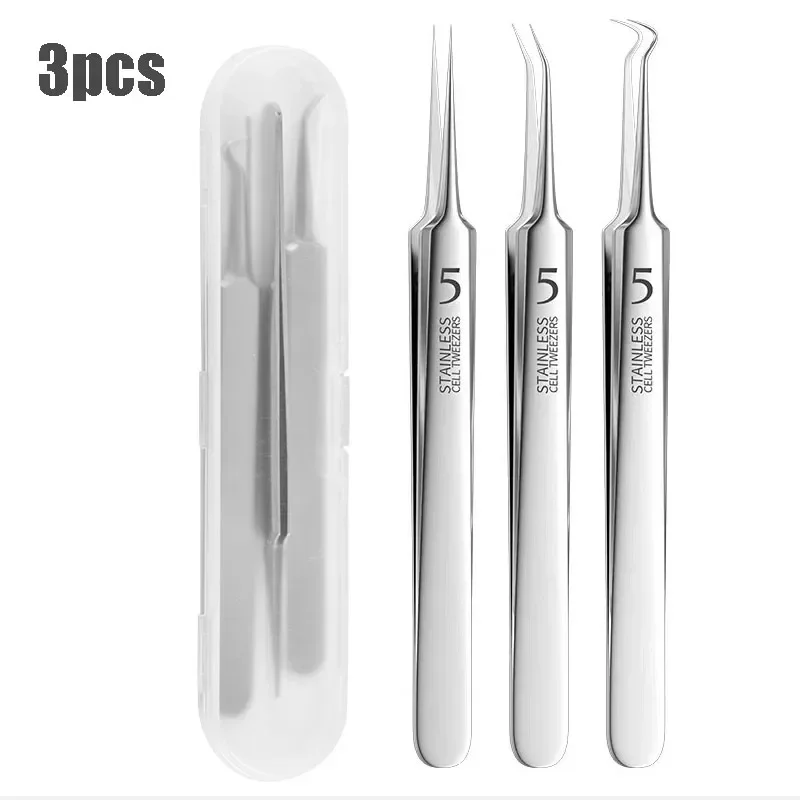 Pince à acné en acier inoxydable, pince à cellules, aiguille pour points noirs, aiguille professionnelle pour points noirs, outil de maquillage de beauté, costume