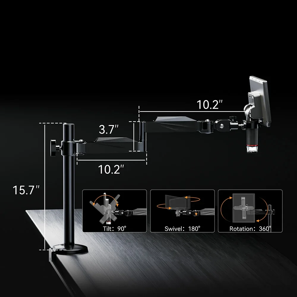 Elikliv EM4K Flex 4K Digitales Lötmikroskop 2000X 10,1 Zoll HDMI-Mikroskop für Elektronik mit Galgenarmständer Ringlicht – Detail 11