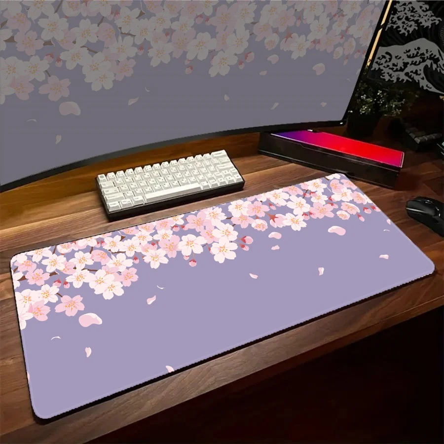 

Large Sakura Mousepad Black White Mouse Pad Big cute Mouse Mat Computer Gaming Desk Mat 900x400 rubber non-slip Pad