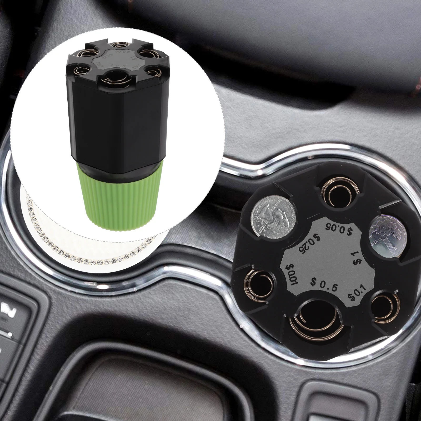 Multifunctional Car Coins Holder Automatic Counter Storage Container Portable Plastic Coin Box For Vehicle Desk Decorative Coin