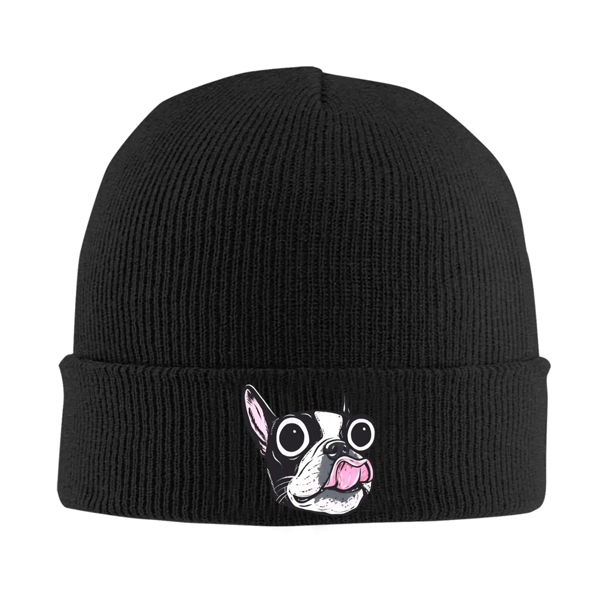 Boston Terrier Tongue Beanie Hats  Bonnet Hats Female Male Outdoor Sport Skullies Beanies Autumn Winter Pattern Head Wrap Caps