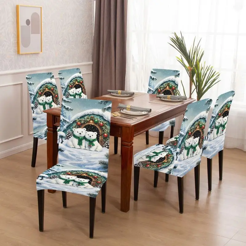 

Чехол для стула Parsons с 2D-принтом, милый чехол для стула с рисунком играющего полярного медведя, можно стирать, подходит для ресторанов, отелей, банкетов.