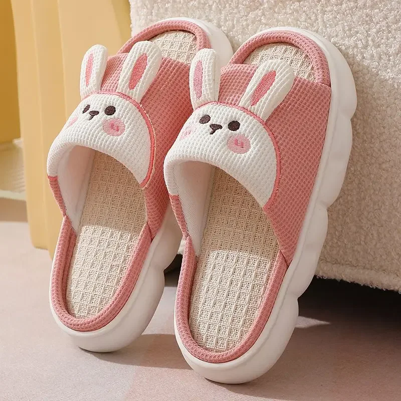 Breathable Non-slip Four Season Linen Women's Slippers, Home Cotton House Deodorant Light Mop image 6