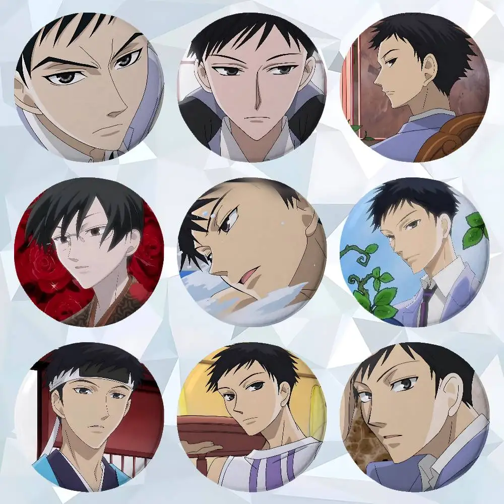 Anime T-Takashi M-Morinozuka Premium Tinplate Round Lapel Pins: Cute Badge Brooches For Shoulder Bag Accessories, Souvenir Gifts