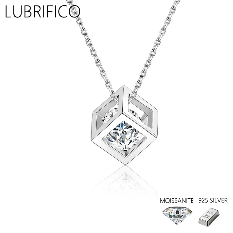

6.5mm D Color Moissanite Necklace 925 Sterling Silver Lab-Grown Diamonds Square Shape Pendant For Women Fine Jewelry Wedding