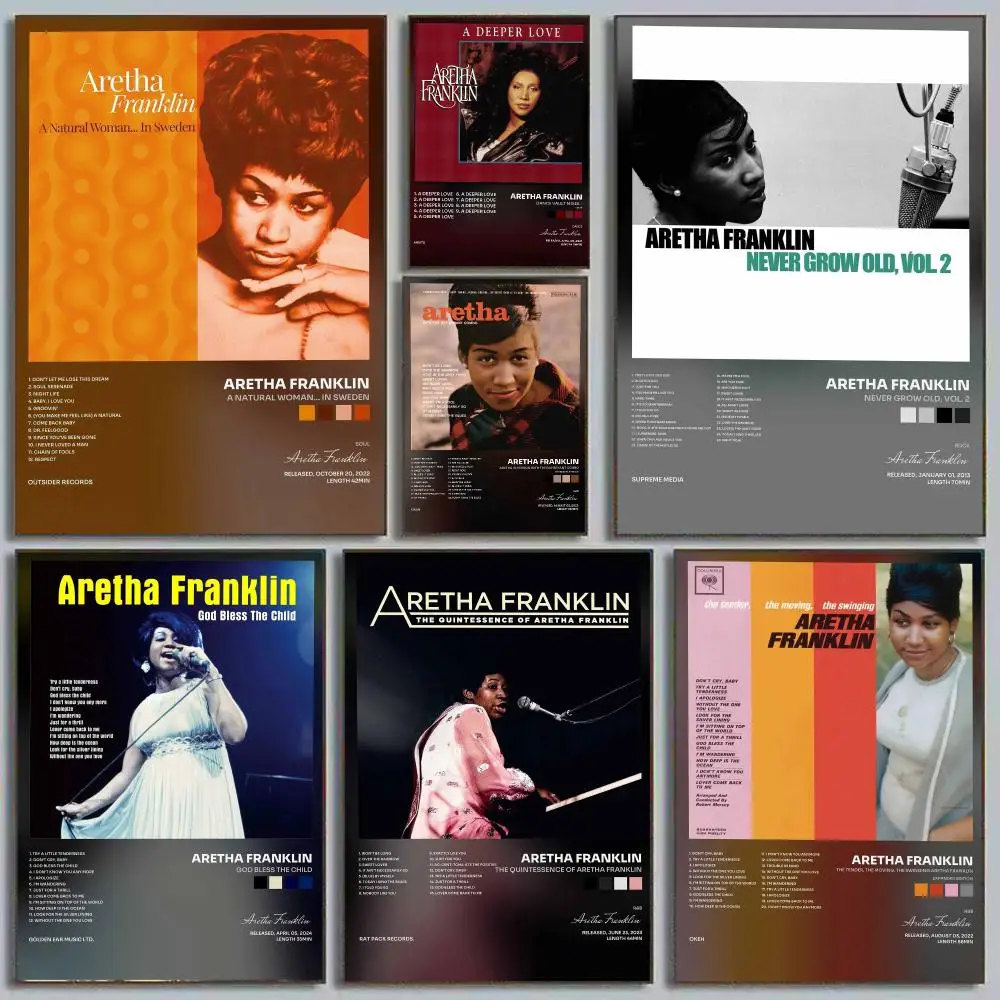 Singer A-Aretha Franklin Poster Home Wall Decor Artwork Prints for Living Room Bedroom Apartment Decoration