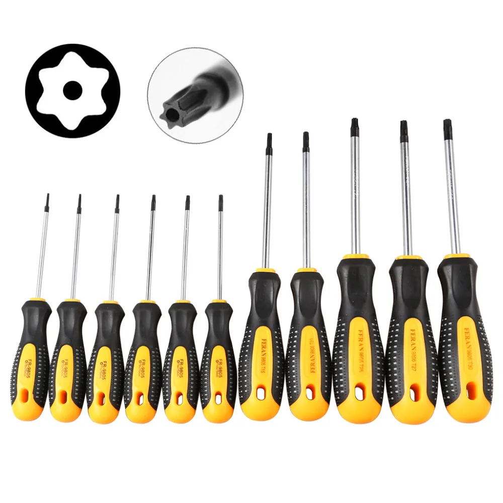 

Cr-V Torx Screwdriver Set with Hole Magnetic T5-T30 Screw Driver Set Kit for Telephone Repair Hand Tool Set