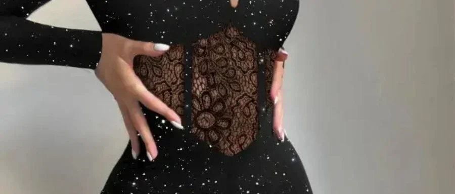 Women Lace Hollowed Fashion Jumpsuit Glitter Highlight Knitted Fabric Sleeveless Jumpsuits Pants High Waist