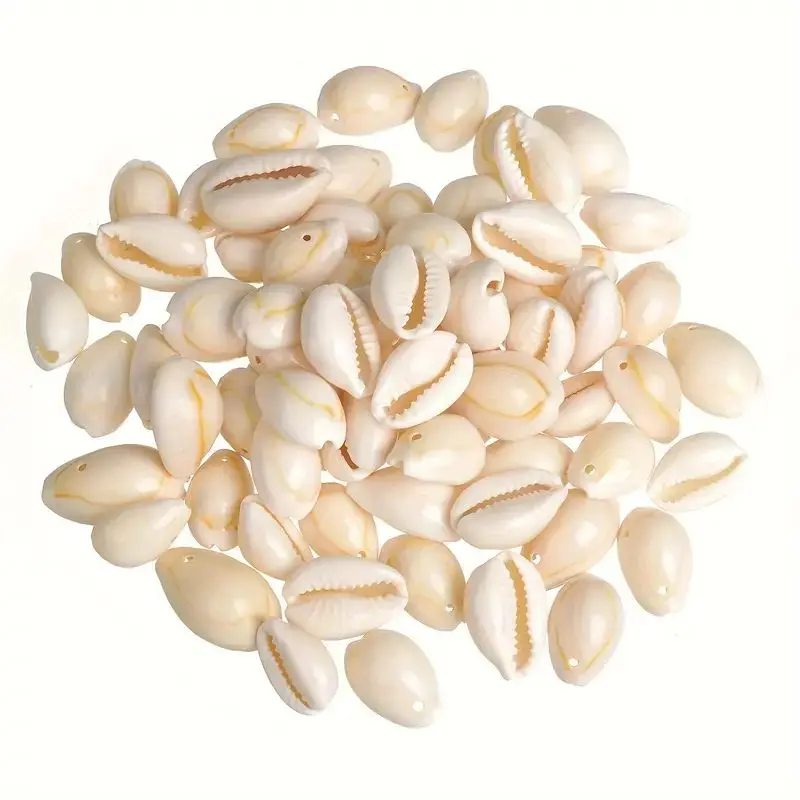 

50pcs Smooth Oval Conch Spiral Shell Beads for DIY Jewelry Making - Perfect Loose Spacer Beads with Holes