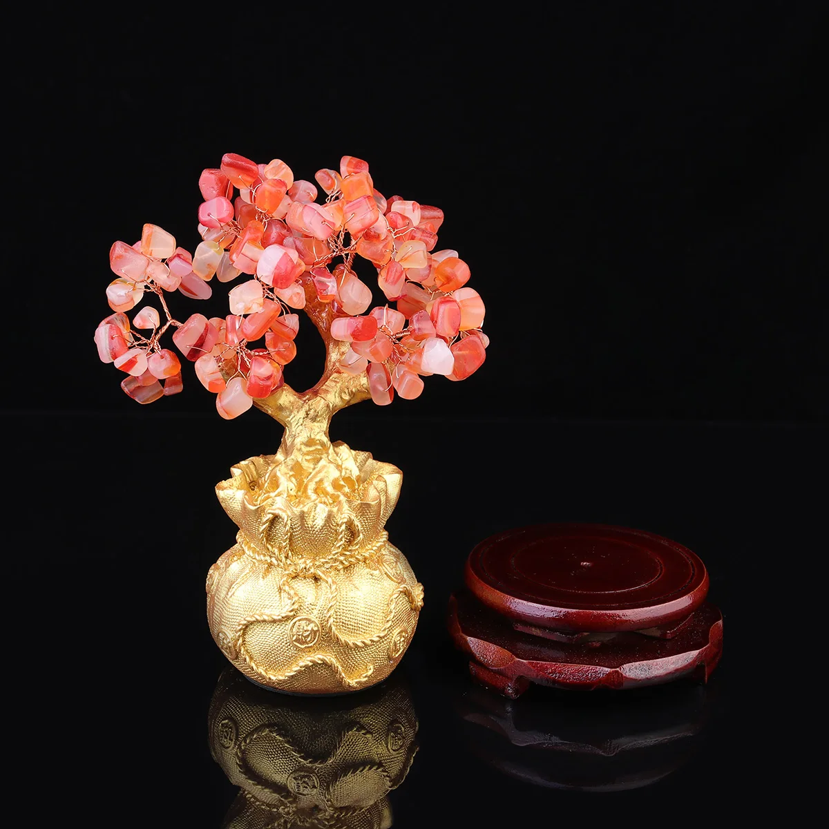 

Crystal Money Tree nament Home Decor Pink Bamboo Sun Catchers Wealth Statue Office Shop Decoration