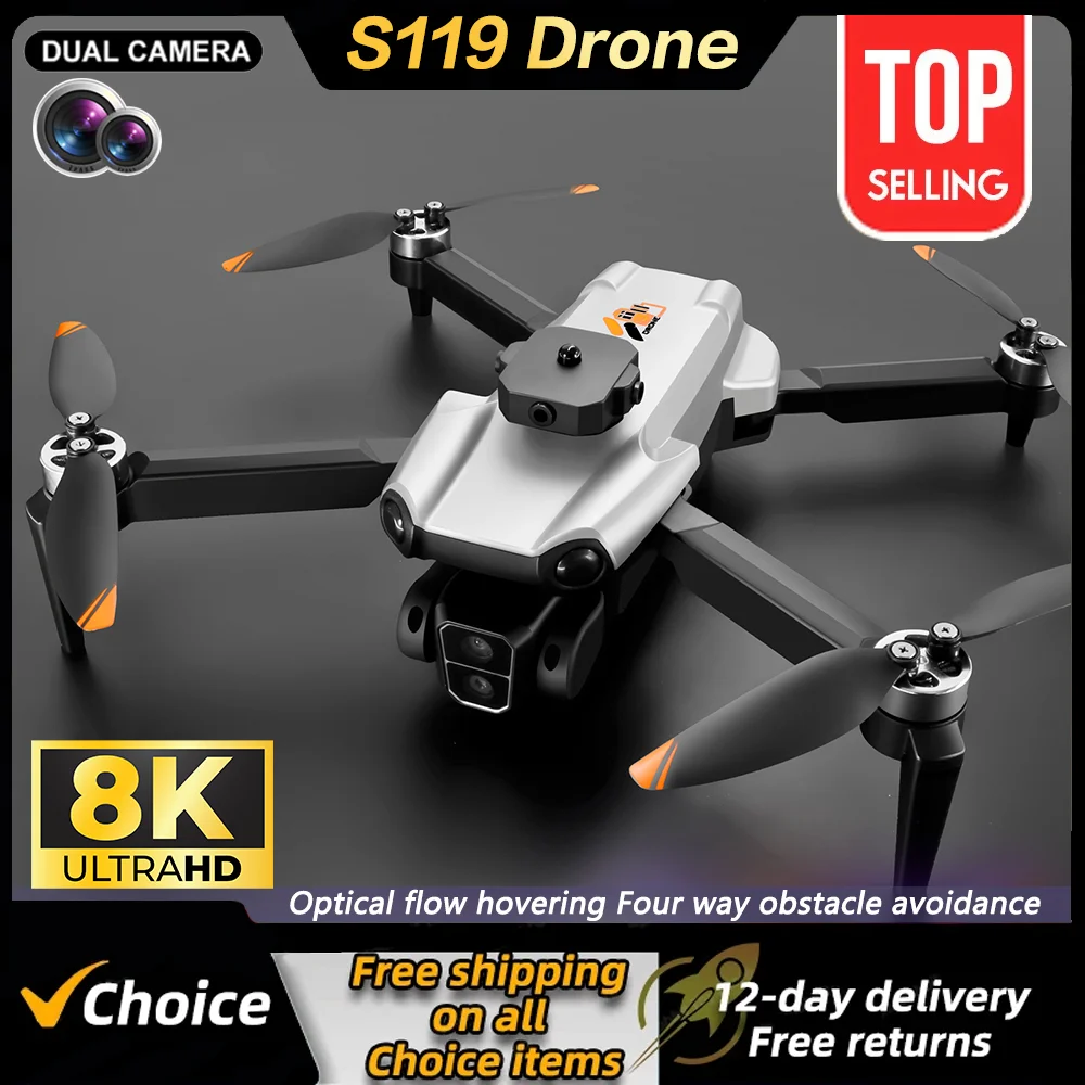 S119 Mini Drone laserowe unikanie przeszkód RC 8K HD podwójny aparat WIFI FPV 360 ° bezszczotkowy silnik optyczny do lokalizacji przepływu helikopter