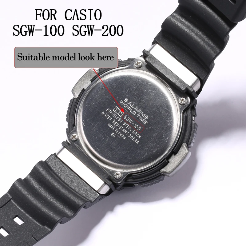 Resin Watchband Suitable for Casio SGW 100 SGW-100 Men Rubber Strap Waterproof Sport Replacement Bracelet Watch Accessories