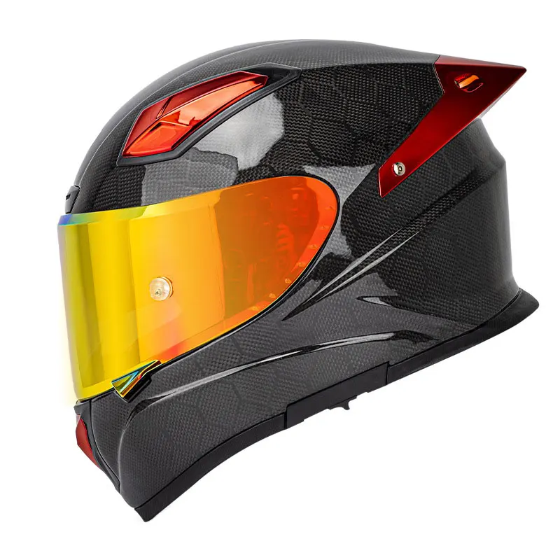 Factory Wholesale New Carbon Fiber Full Face Helmet with Sun Protection Safety Motorcycle Full Helmet 12K Forged  Approved