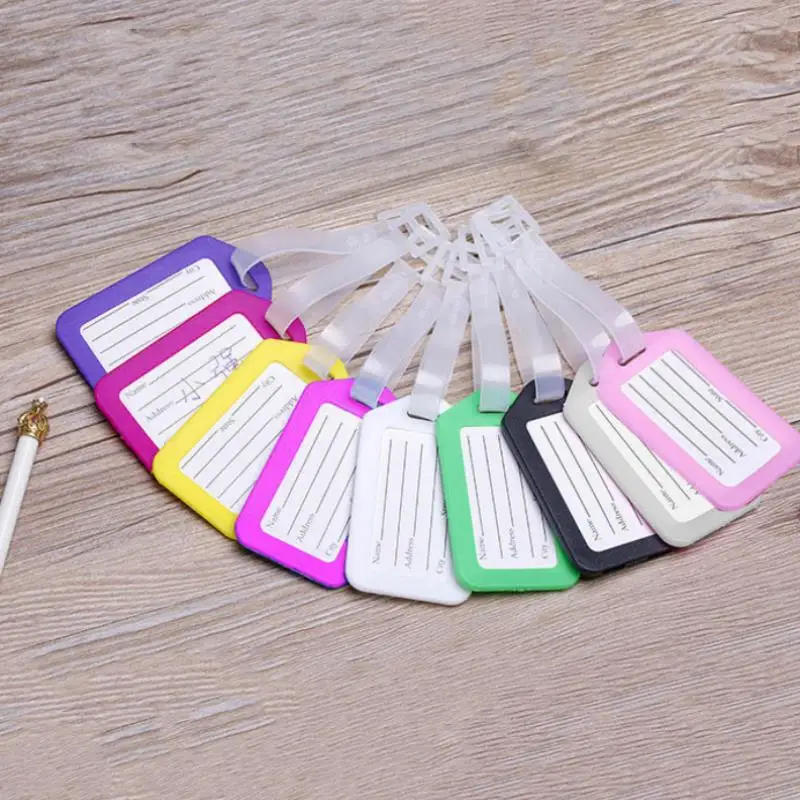 20pcs Luggage Tags Suitcase Label Bag Travel Accessories Luggage Bag Tag Name Address ID Label Plastic Suitcase Baggage Tags