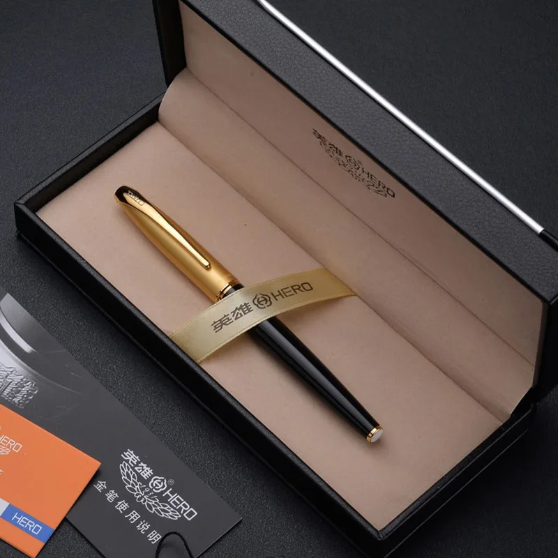 بطل القلم 1000 ريترو 10K الذهب القلم الكلاسيكية القديمة نمط الضغط الحبر امتصاص الكبار الكتابة ممارسة مكتب الأعمال هدية قلم حبر #6