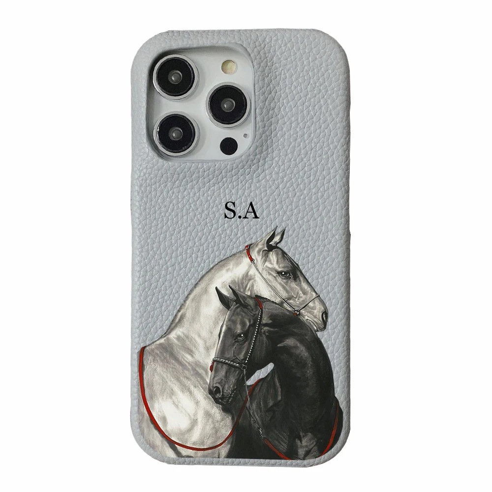 Personalizowane etui z miękkiej skóry PU z inicjałami na iPhone'a 18 17 13 15 Pro Xs Max 12 Mini 11 XR 16 Plus, luksusowe pokrowce — zdjęcie produktu 6