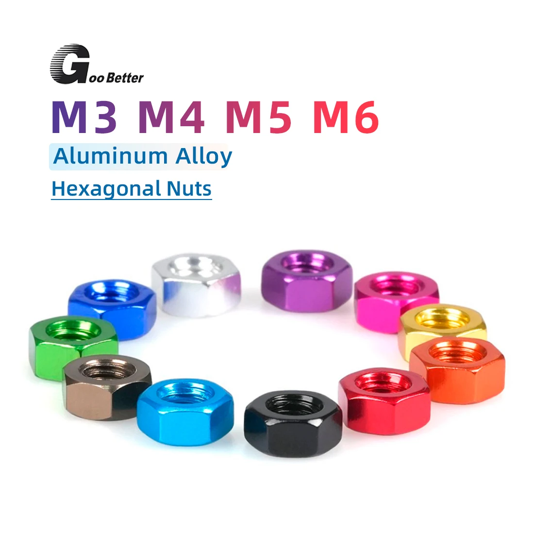 

10 Pieces Colorful Hexagon Nuts M3 M4 M5 M6 Aluminum Hexagon Nuts Anodized Aluminum Hexagon Nuts