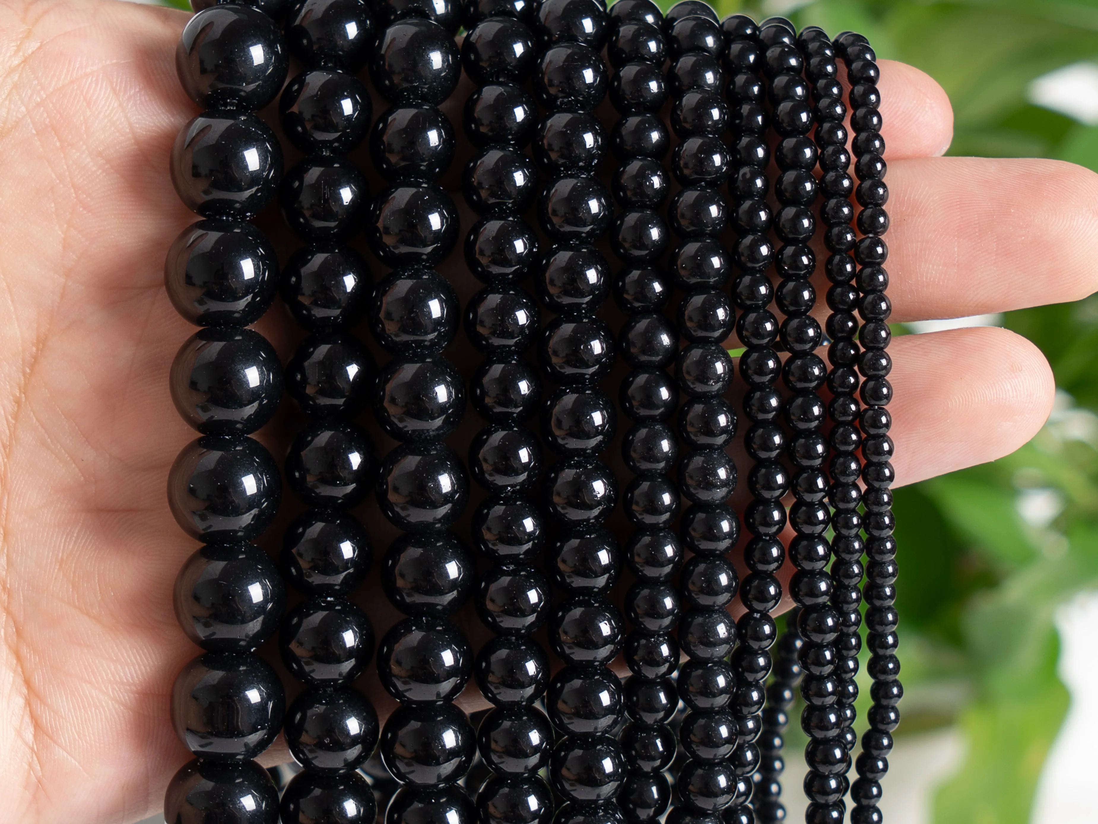 3/4/6/8/10/12 MM Black Glass Crystal Beads DIY Loose Beads Gift Smooth Round Shape for Jewelry Making Accessories for Man Women