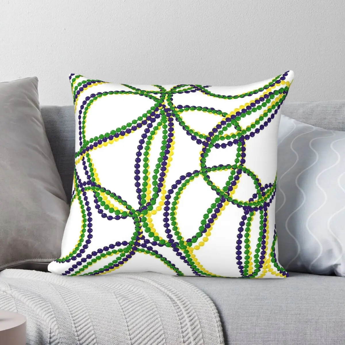 Louisiana Confetti Mardi Gras Square Pillowcase Polyester Linen Velvet Pattern Zip Decorative Pillow Case Home Cushion Cover