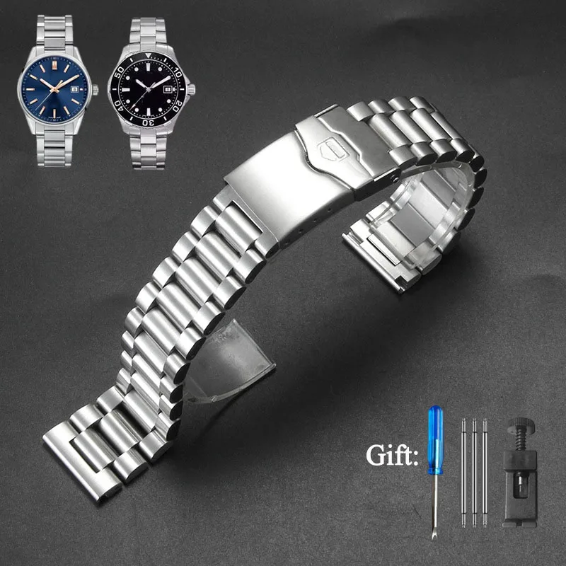 20mm 22mm Stainless Steel Watch Band For TAG Heuer F1 Carrera Monaco Series Watchstrap Soft Waterproof Bracelet Wristband