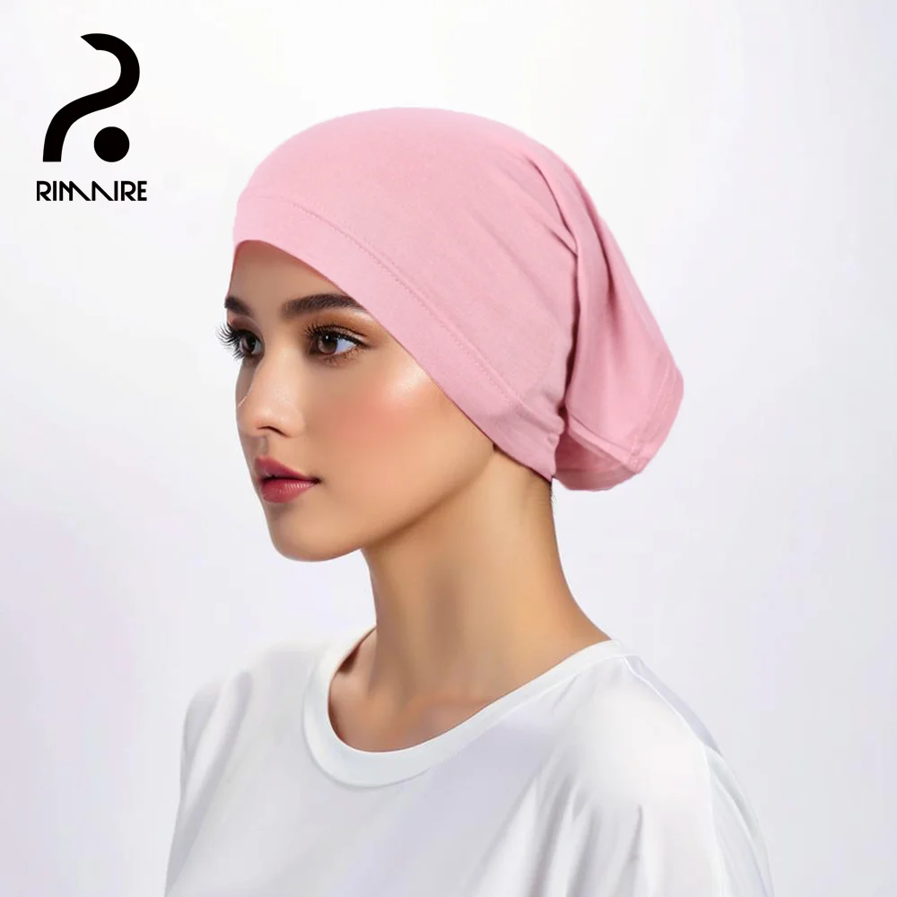 

RIMAIRE Elastic and Comfortable Inner Hijab Pure Color Basic Hijabs for Women 31*22cm Mercerized Cotton Headscarf Turban