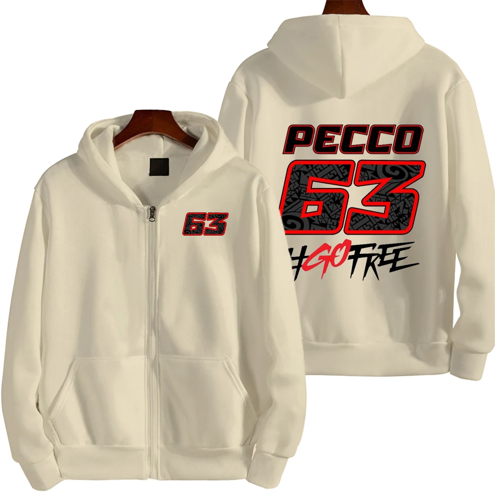 Pecco Bagnaia 63 Racing Motorcycle Team Men Zip Up Hoodie Spring Autumn Fashion Male Sweatshirt New Sport Women Jacket Coats