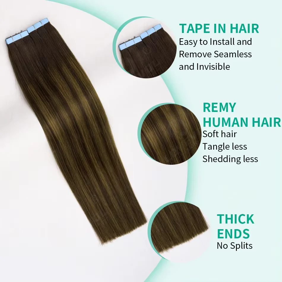 Fashion Highlight Tape In Hair - Invisible Tape In Extensions Real Hair review and price