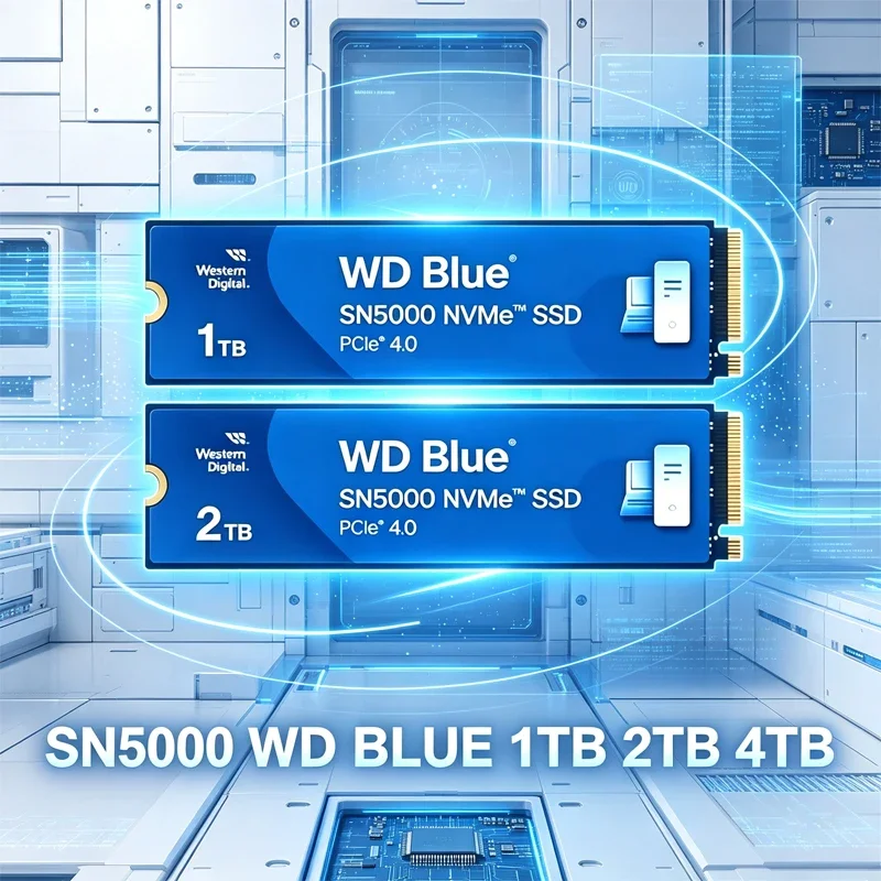 Western Digital SN5000 WD Blue 1T 2T PCIe Gen 4.0 NVMe M.2 2280 Internal SSD Hard Drive for Laptop Gaming Desktops