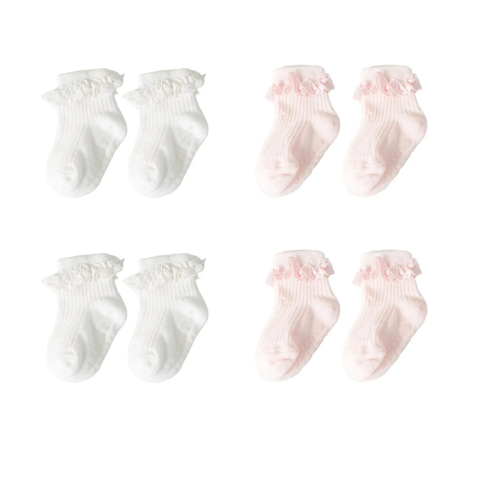 1/3/4/5pairs Cotton Pure Color Toddler Girl Lace Socks Infant Baby Girls Non-slip Socks Young Children Girl Cute Half Knee-socks