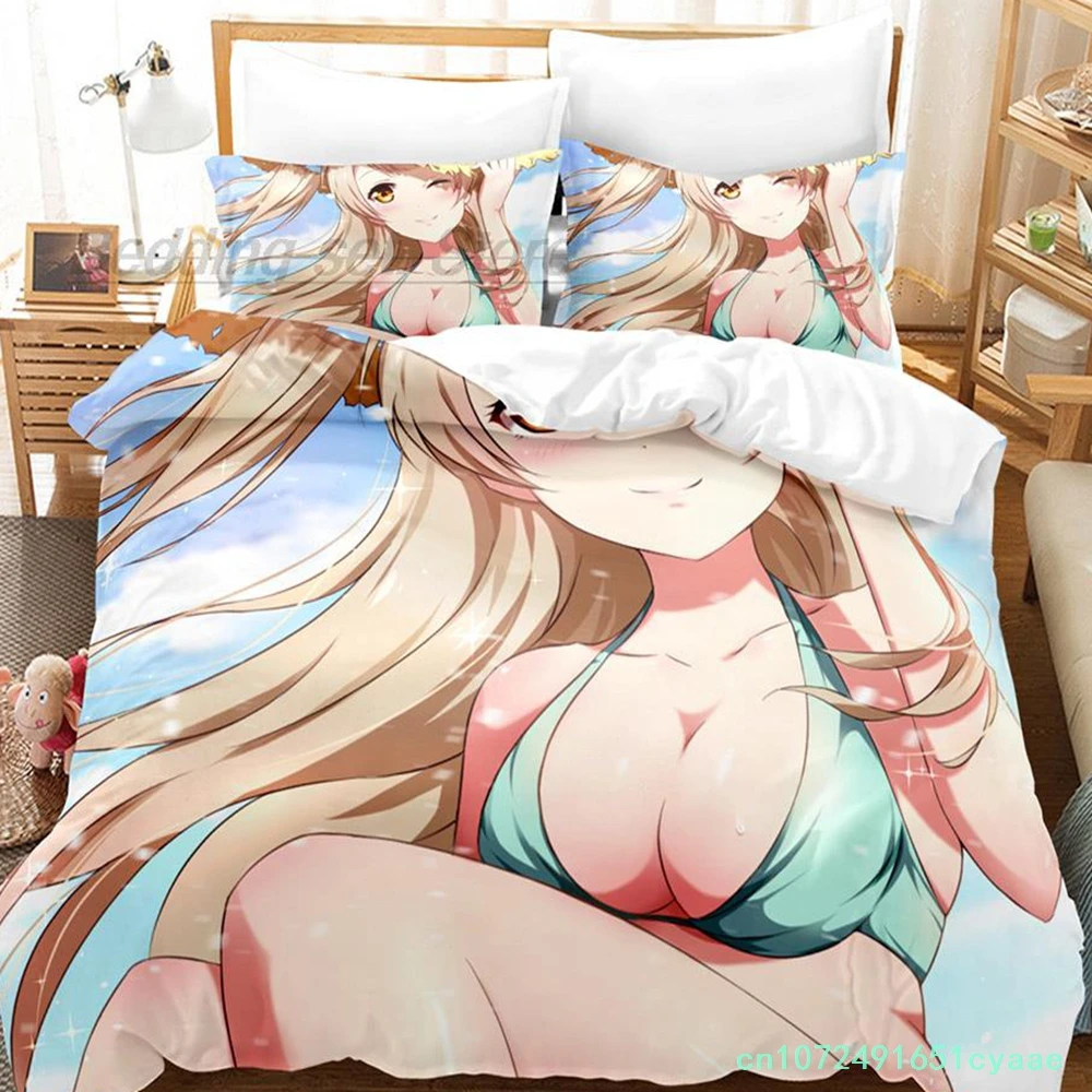 Bikini Anime Beauty Bedding Set Single Twin Full Queen King Size Bed Set Aldult Kid Bedroom Duvetcover Sets Europe And America 4