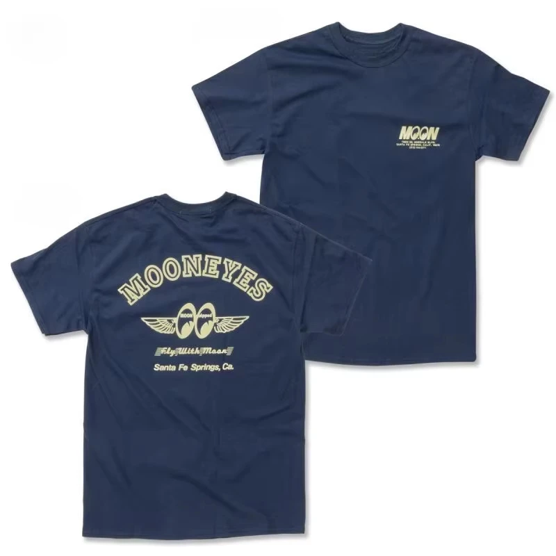 Neues Goes We Go Mooneyes Trendiges Modifiziertes Auto-Motorrad-Marken-T-Shirt aus Baumwolle mit Grafikdruck für Männer und Frauen im Sommer – Detail 7