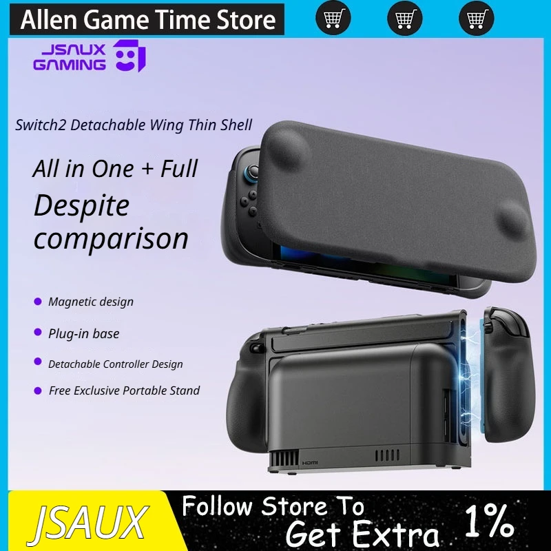 Funda Protectora Jsaux Gaming Para NS2 Con Agarre Dividido, Acoplable Con Soporte, Delgada, Portátil, Accesorio De Juego Para Gamers Adultos