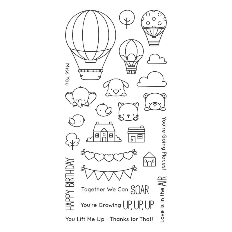 Hot Air Balloon Critter Head Cutting Dies  Up in the Air Stamp for DIY Scrapbooking Decoration Paper Craft Album Card Making