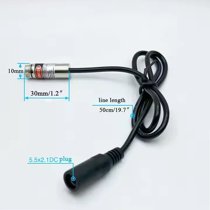 

650nm Red Dot Laser Module DC Plug Line Length 19.7 Inch Laser Module Laser Diode Module