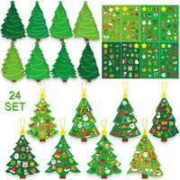 24Pcs Christmas Tree DIY Craft Kit Use Stickers To Create Holiday Cards Christmas Parties Decoration Holiday Supplies