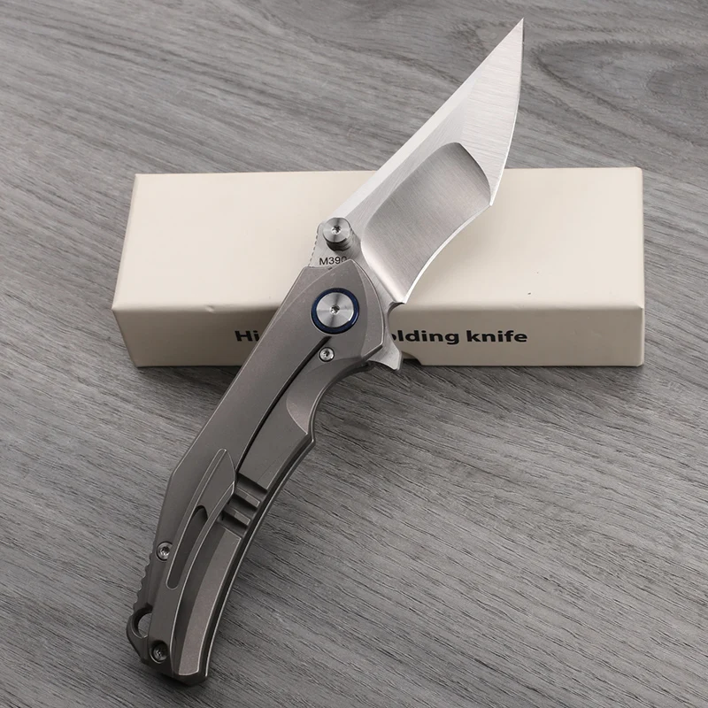 M390 Steel Sheet Titanium Alloy Handle Folding Knife High Hardness Outdoor Camping Tactical Self-defense Survival Portable Tool