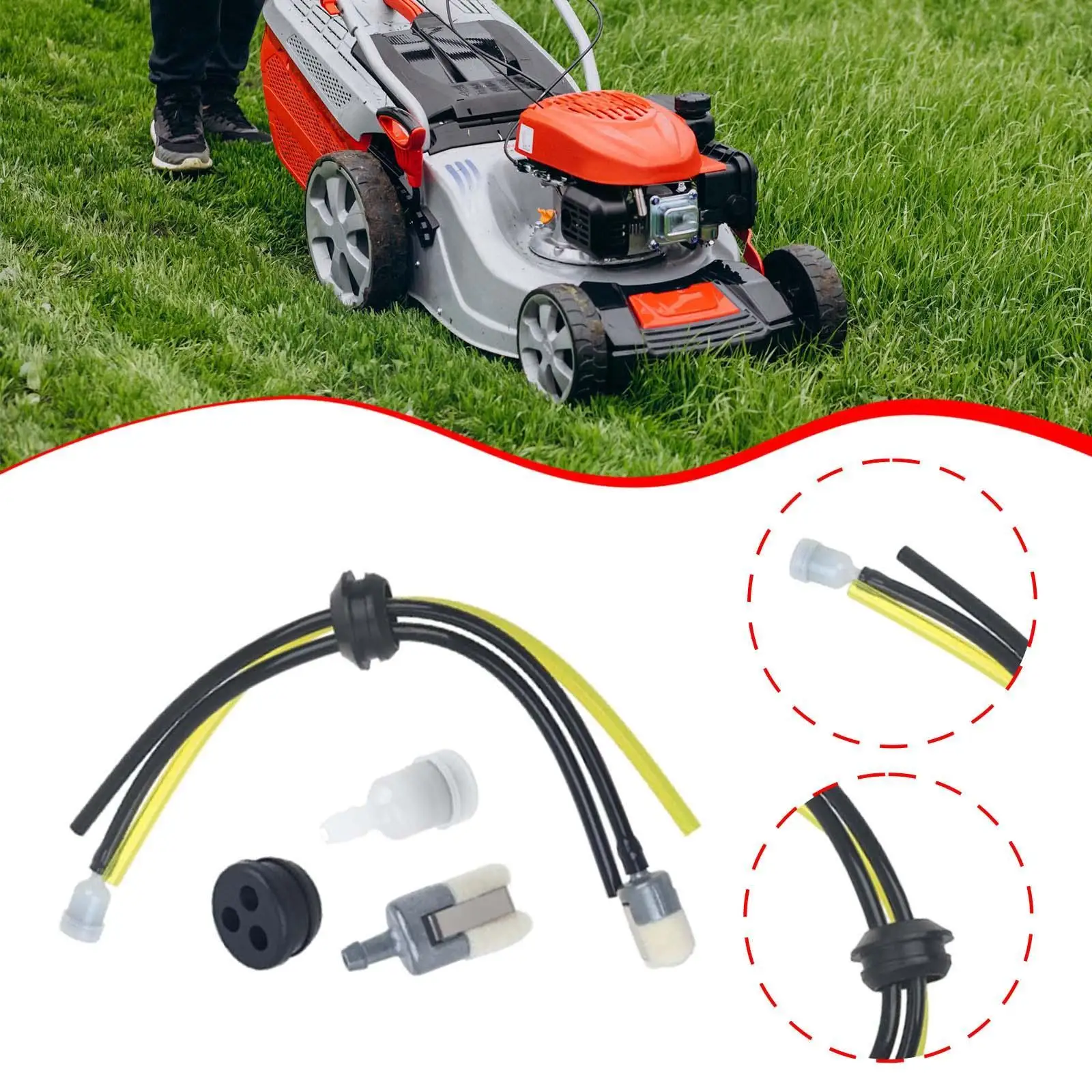 4Pcs Strimmer Fuels Pipe Petrol Filter Kit Spare Parts Lightweight with Tank