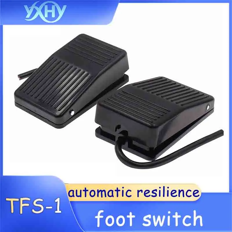 1pcs TFS-1 iron-shell foot switch with wire plastic-shell foot-activated self-resetting pedal machine tool controller FS-01