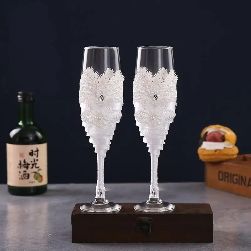 Персонализированный набор стеклянных чашек для шампанского в западном стиле, креативный свадебный набор посуды из бокала для вина