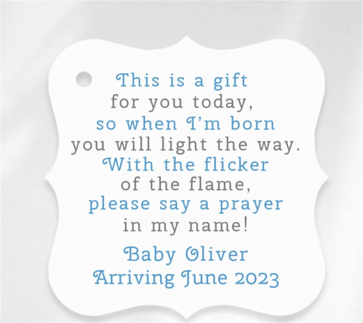 50pcs Boy Baby Shower Tea Light Candle Tags, Candle Poem Tags for Baby Shower, Personalized Baby Boy Shower Favor Tags