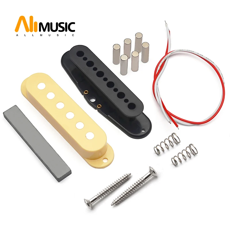 DIY Parts Kits for Making Guitar Pickup of ST Electric Guitar Single Coil Pickup Bobbin/Cover/Ceramic Bar/Cable/Pole Mutil Color