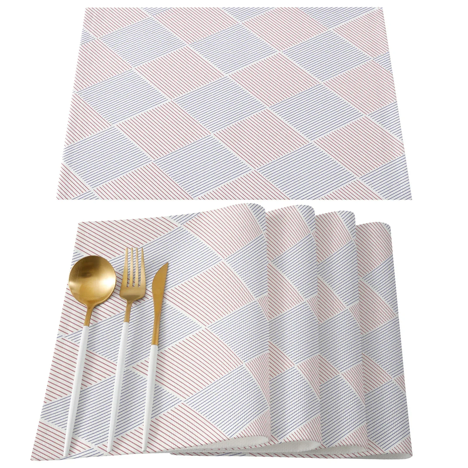 Modern Geometric Texture Kitchen Dining Table Decor Accessories Placemat Heat Resistant Linen Tableware Pads Mats