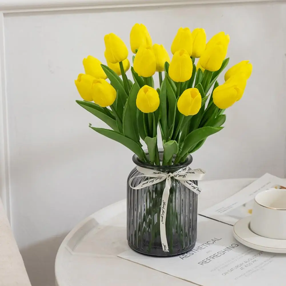 Artificial Tulip Not Wither Realistic Vivid Fresh Keeping Plastic Flower Arrangement Simulation Tulip Home Decoration