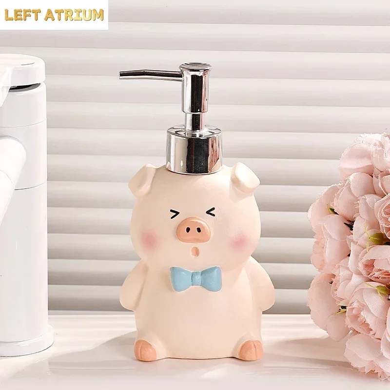 Cartoon Pig Ceramic Hand Soap Pressing Bottle Bathroom Shampoo and Shower Gel Dispensing Bottle Bathroom Accessories dispenser