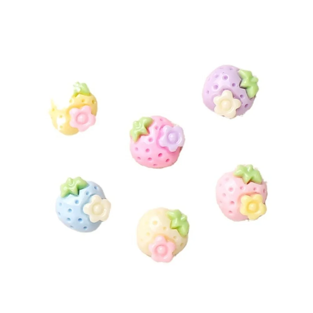 10pcs Kawaii Resin Flatback Mini Strawberry Flower Slime Charm Cabochons Embellishments for DIY Ornament Crafts Home Decorations