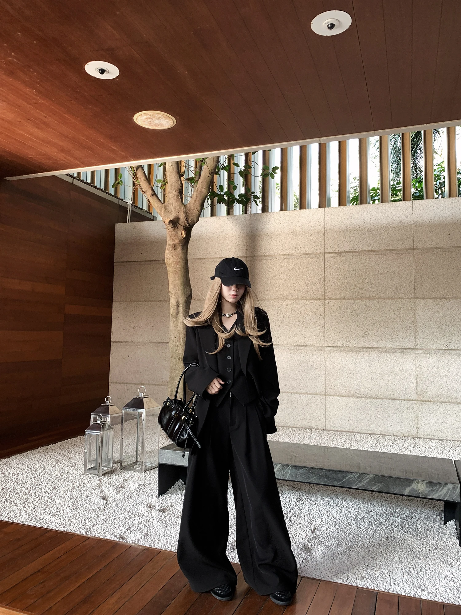 

Superb Fit Brittany Three-Piece Suit Set with Jacket And Wide Leg Pants by Xiao Jun Jun Polyester Spandex Professional Casual