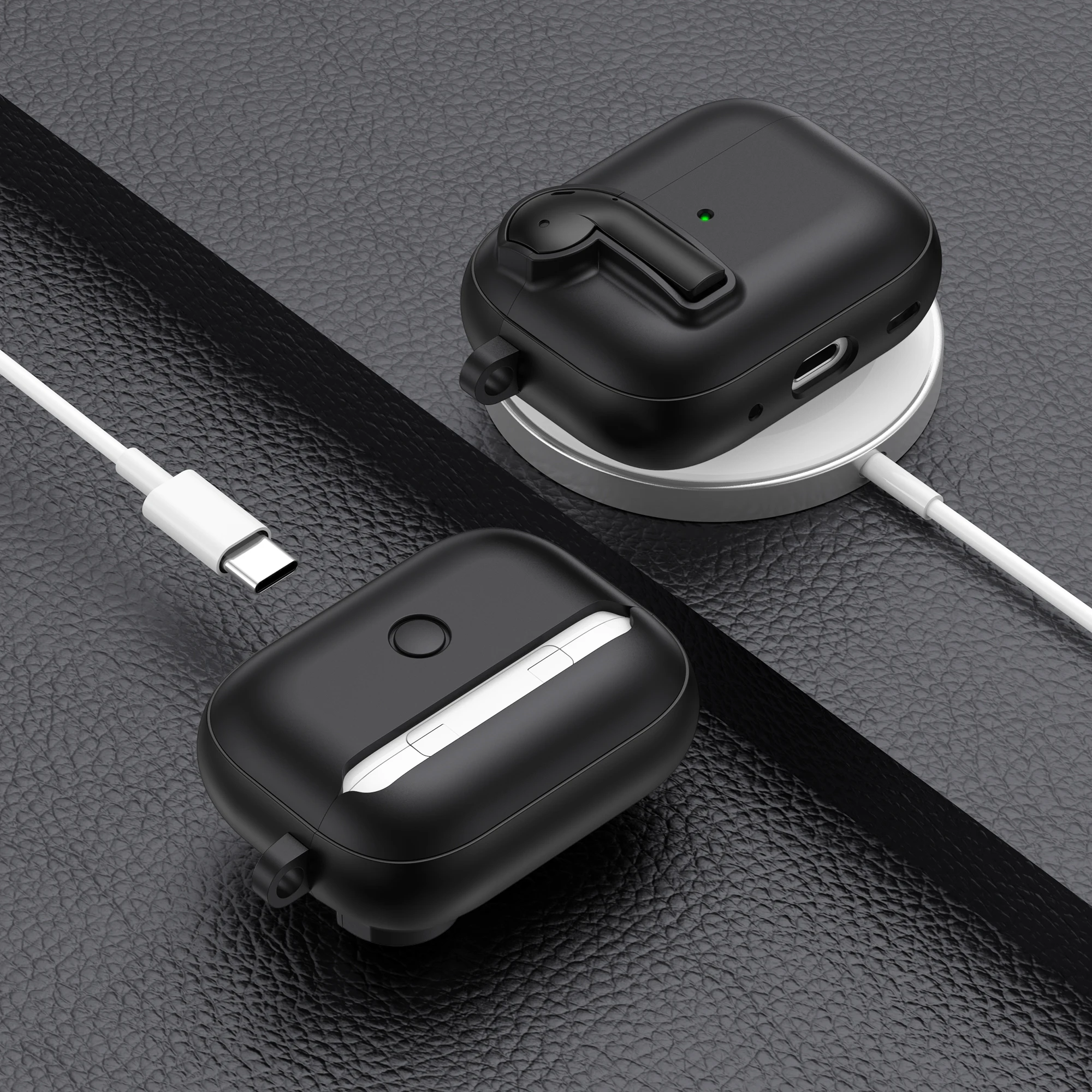 AirPods 4용 섀클 케이스 AirPods Pro 2 3 커버용 이어폰 액세서리 충격 방지 하드 쉘 보호 케이스